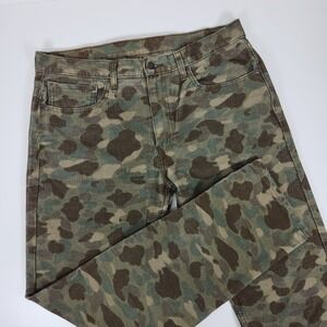 Levis 502 Taper Jeans Mens 36x34 Green Camo Corduroy Stretch Army Casual Pants